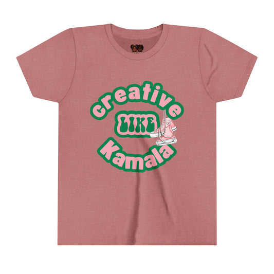 Creative Like Kamala Youth Tee | Pink and Green Outline