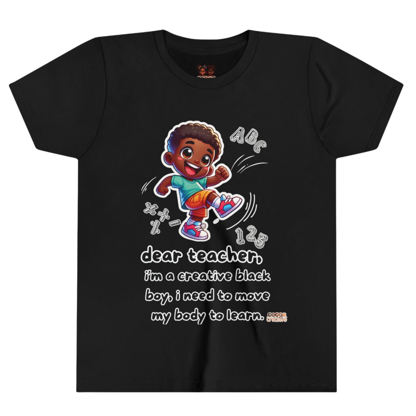 Creative and Active Black Boy Youth Tee