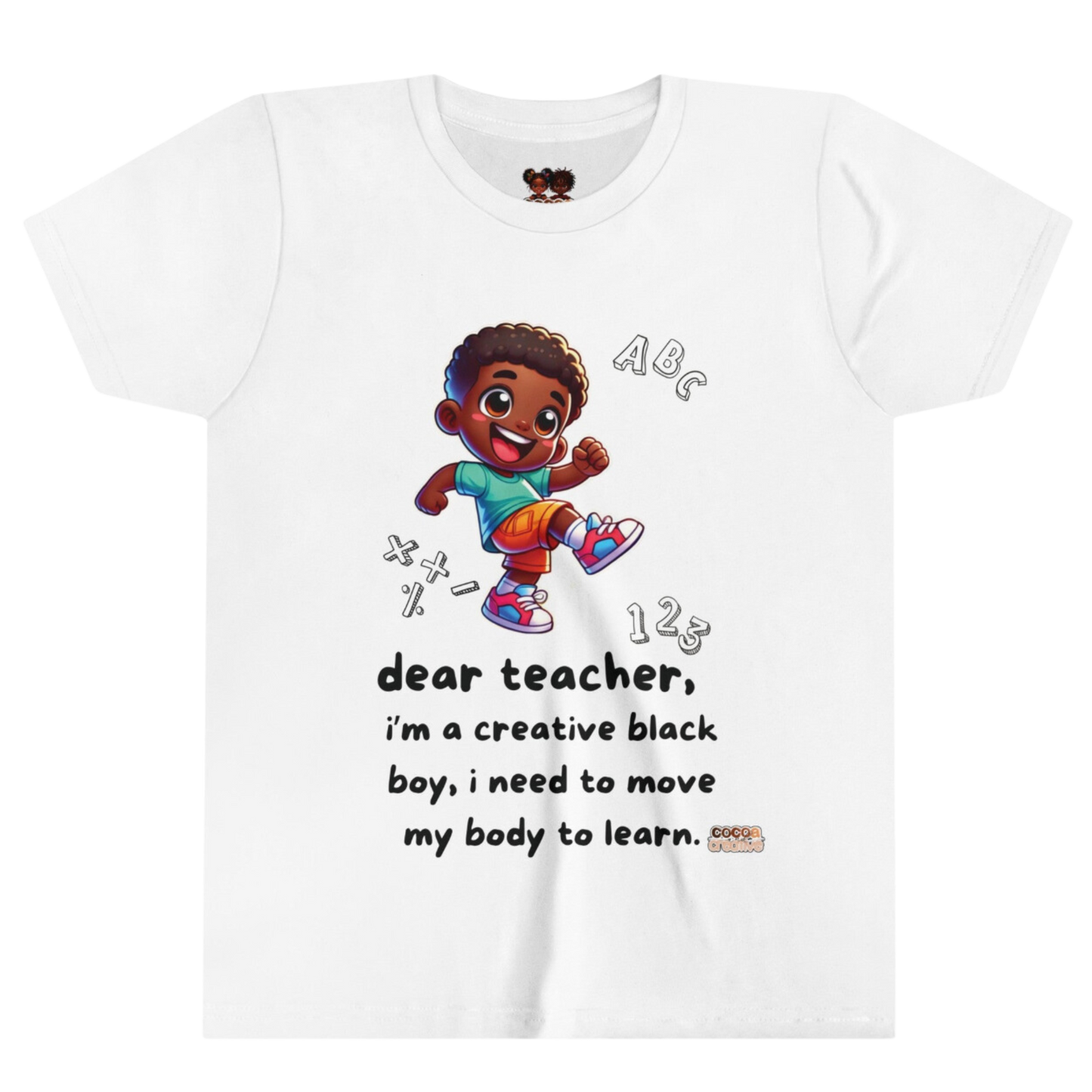 Creative and Active Black Boy Youth Tee