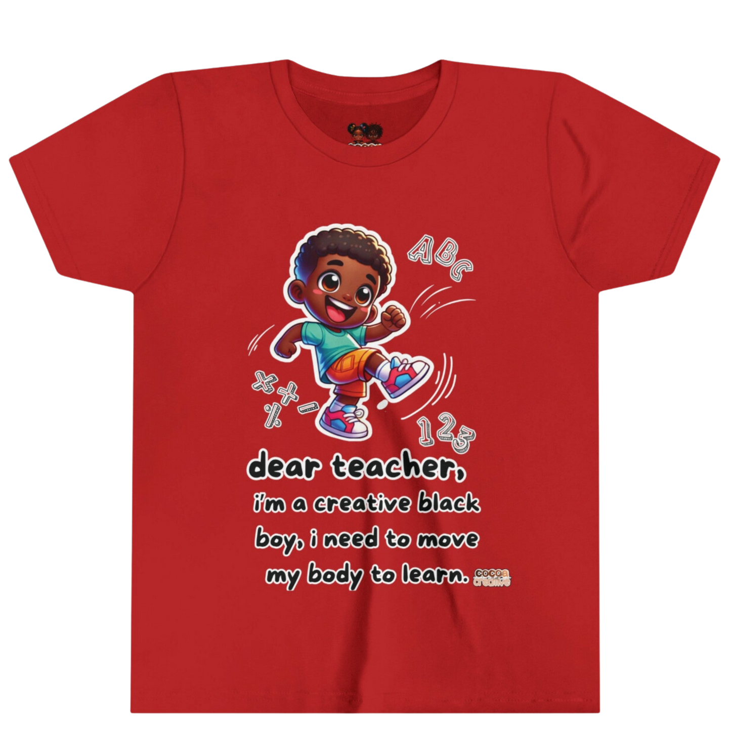 Creative and Active Black Boy Youth Tee