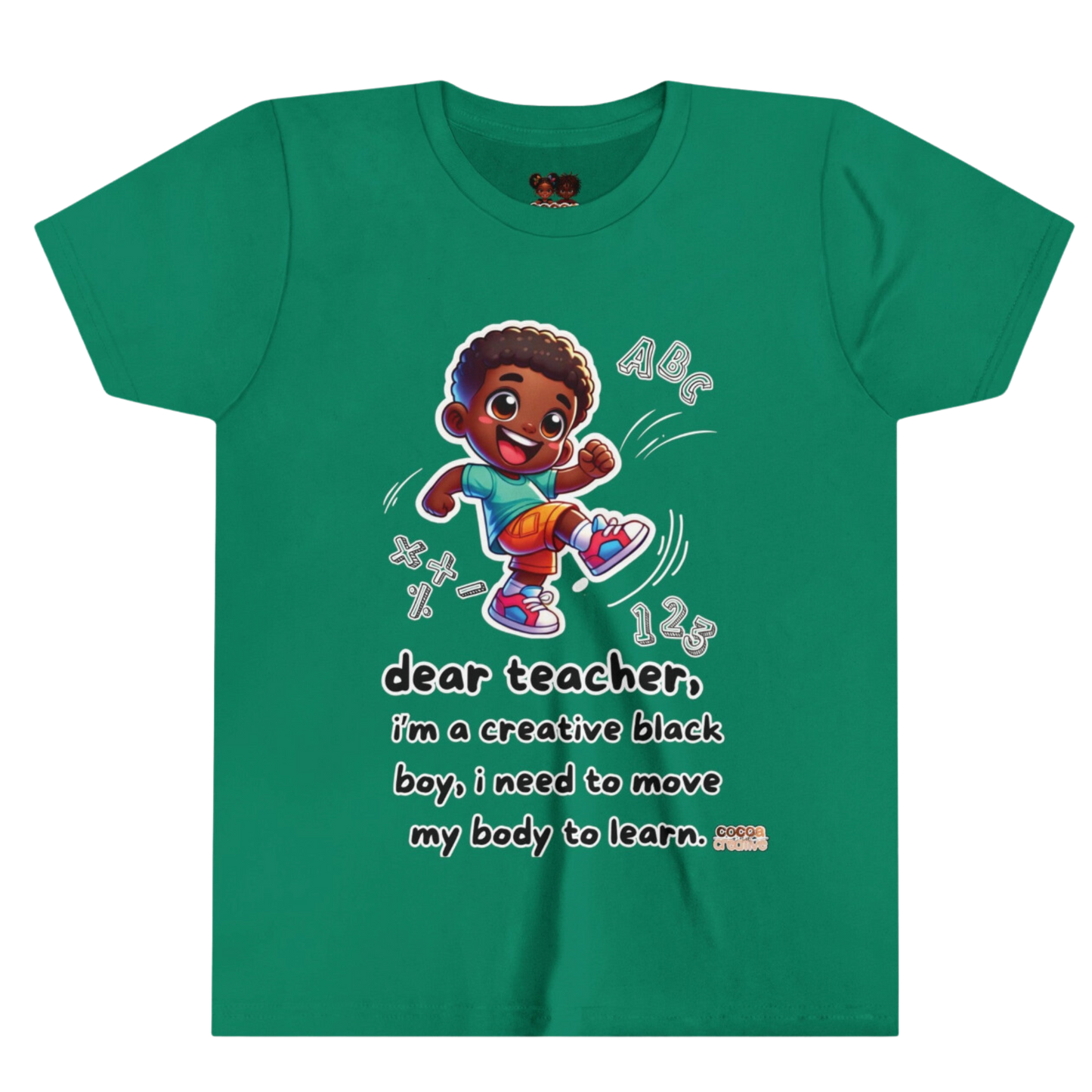 Creative and Active Black Boy Youth Tee