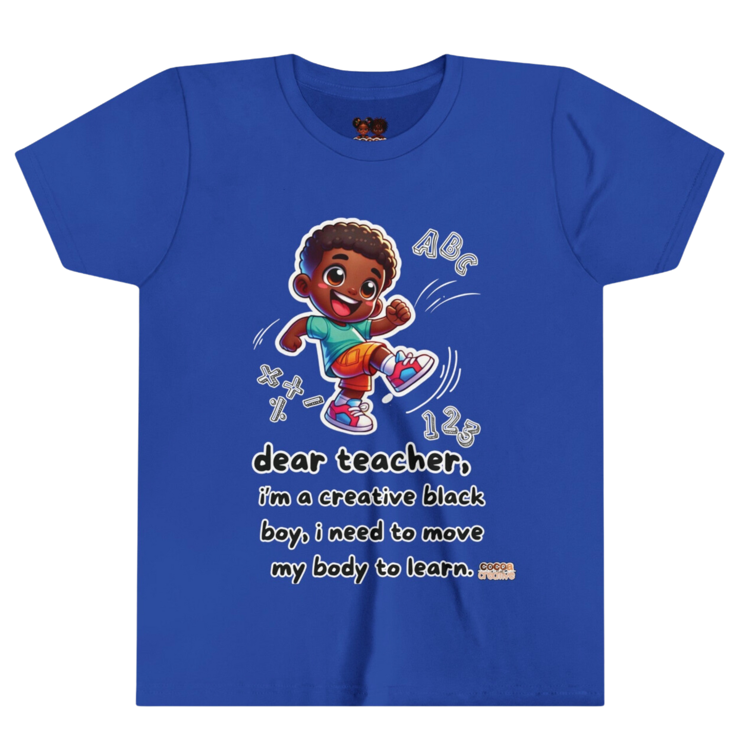 Creative and Active Black Boy Youth Tee