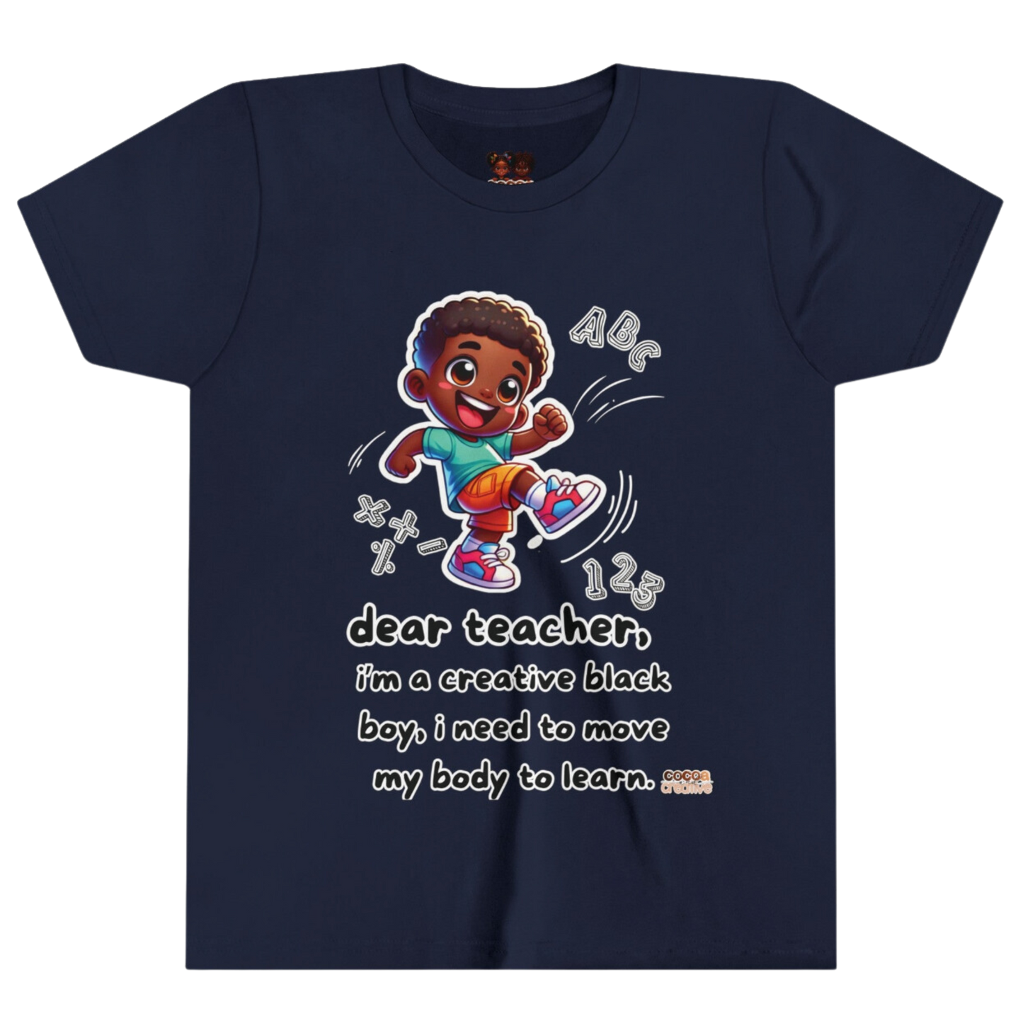 Creative and Active Black Boy Youth Tee